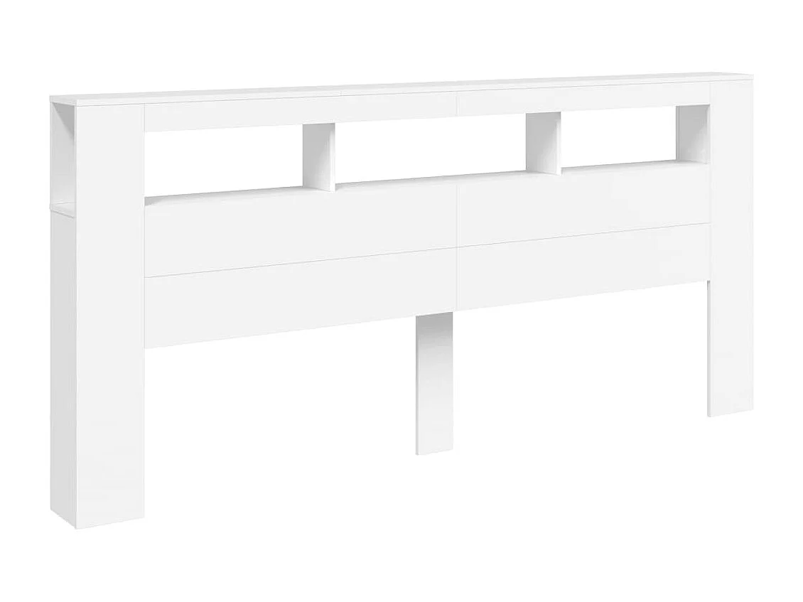 Tête de Lit | Panneau de tête pour lit Moderne à LED blanc 220x18,5x103,5 cm bois d'ingénierie