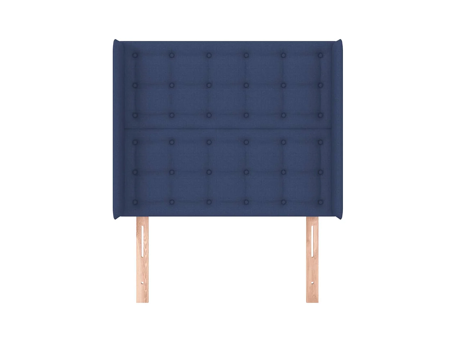 Cabecero | Cabezal de Cama | Mueble cabecero con orejas de tela azul 93x16x118/128 cm