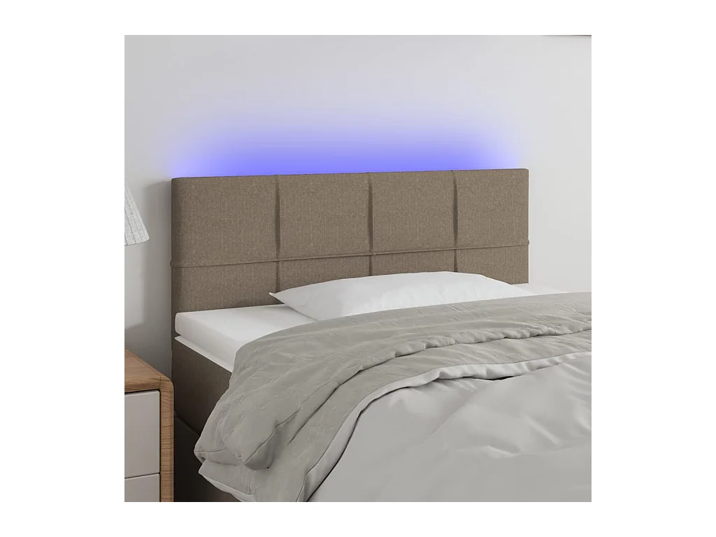 Mueble cabecero | Cabezal de cama | Cabecero con LED de tela gris taupe 80x5x78/88 cm