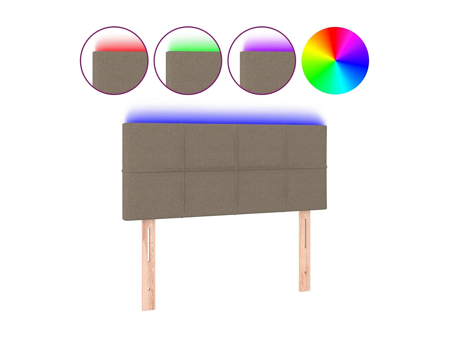 Hoofdbord | Hoofdeinde LED 80x5x78/88 cm stof taupe