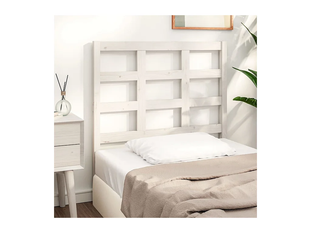 Cabecero de Cama | Cabezal de cama | Mueble de cabecero madera maciza de pino blanco 95,5x4x100 cm