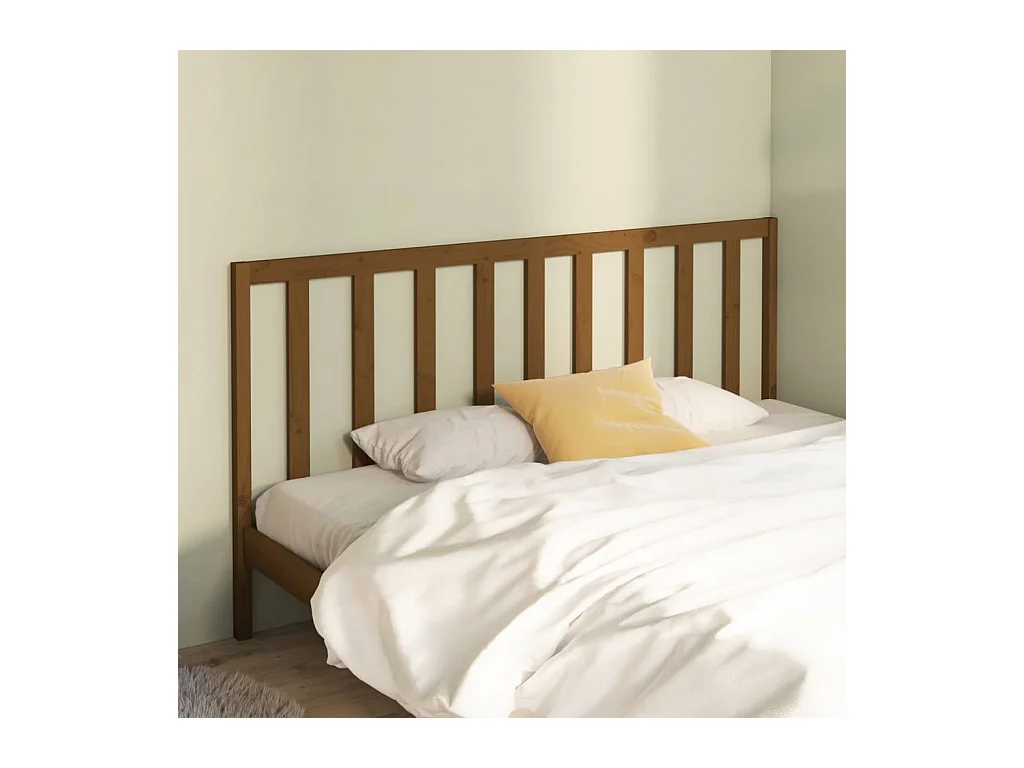 Tête de Lit | Panneau de tête pour lit Moderne Marron miel 206x4x100 cm Bois massif de pin