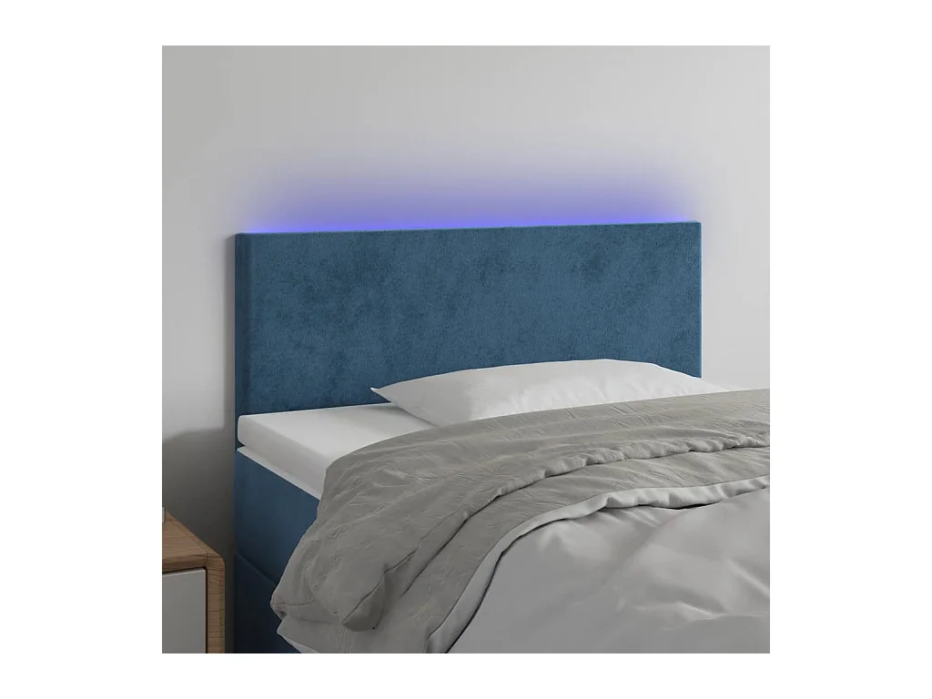 Tête de Lit | Panneau de tête pour lit Moderne à LED Bleu foncé 80x5x78/88 cm Velours