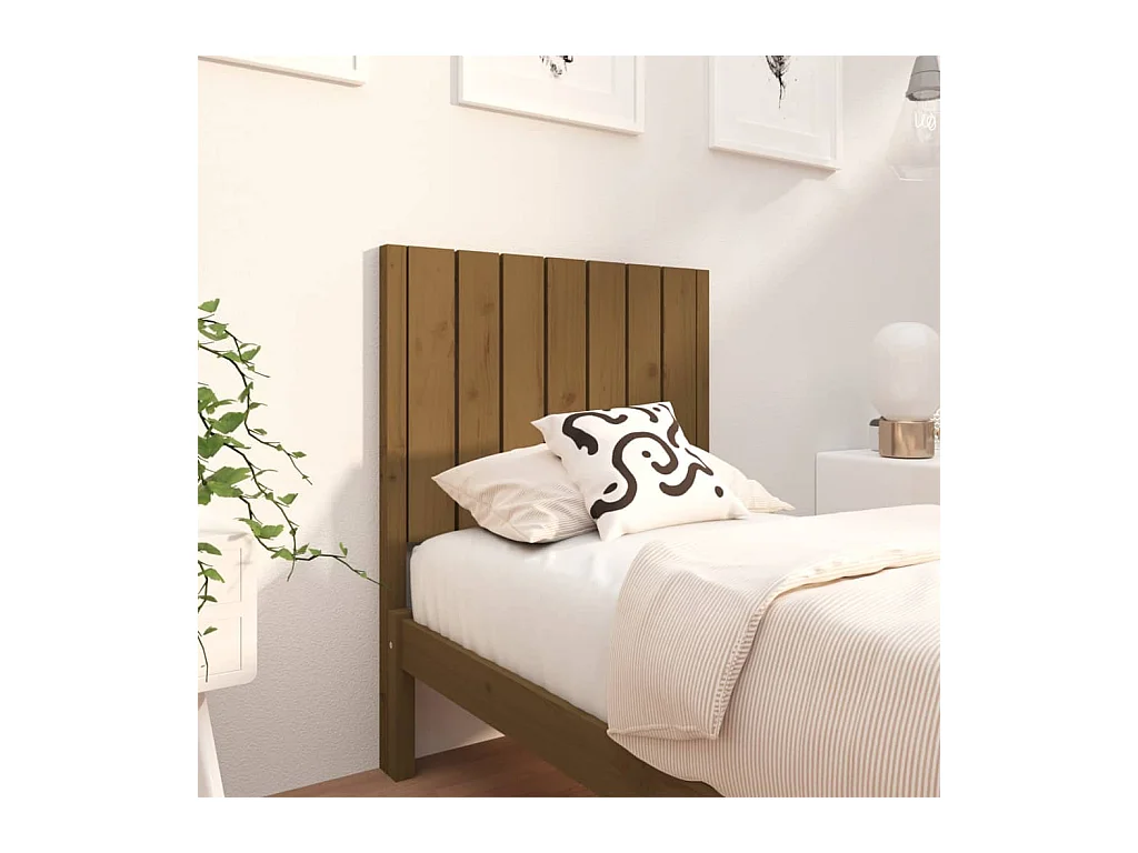 Cabecero de Cama | Cabezal de cama | Mueble de cabecero madera maciza pino marrón miel 80,5x4x100 cm