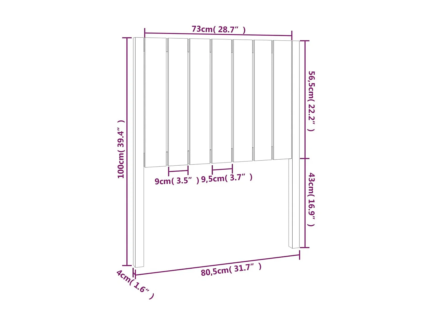 Cabecero de Cama | Cabezal de cama | Mueble de cabecero madera maciza pino marrón miel 80,5x4x100 cm