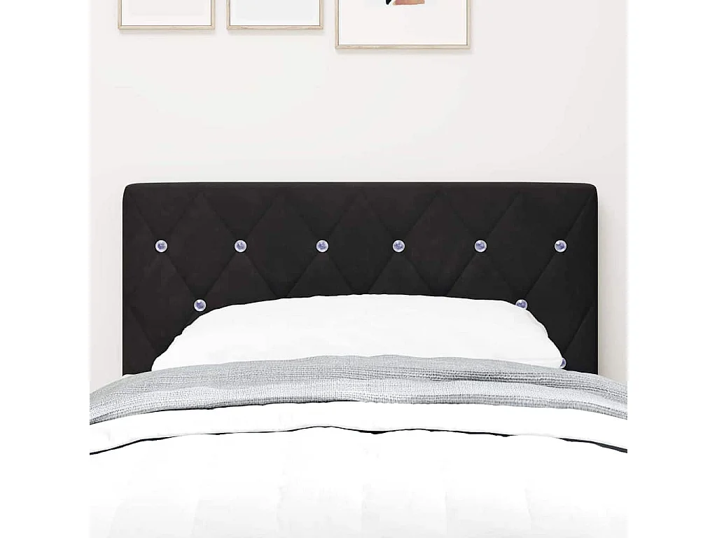 Mueble cabecero | Cabezal de cama | Cabecero de Terciopelo Argyle Manual Negro 80 cm Terciopelo