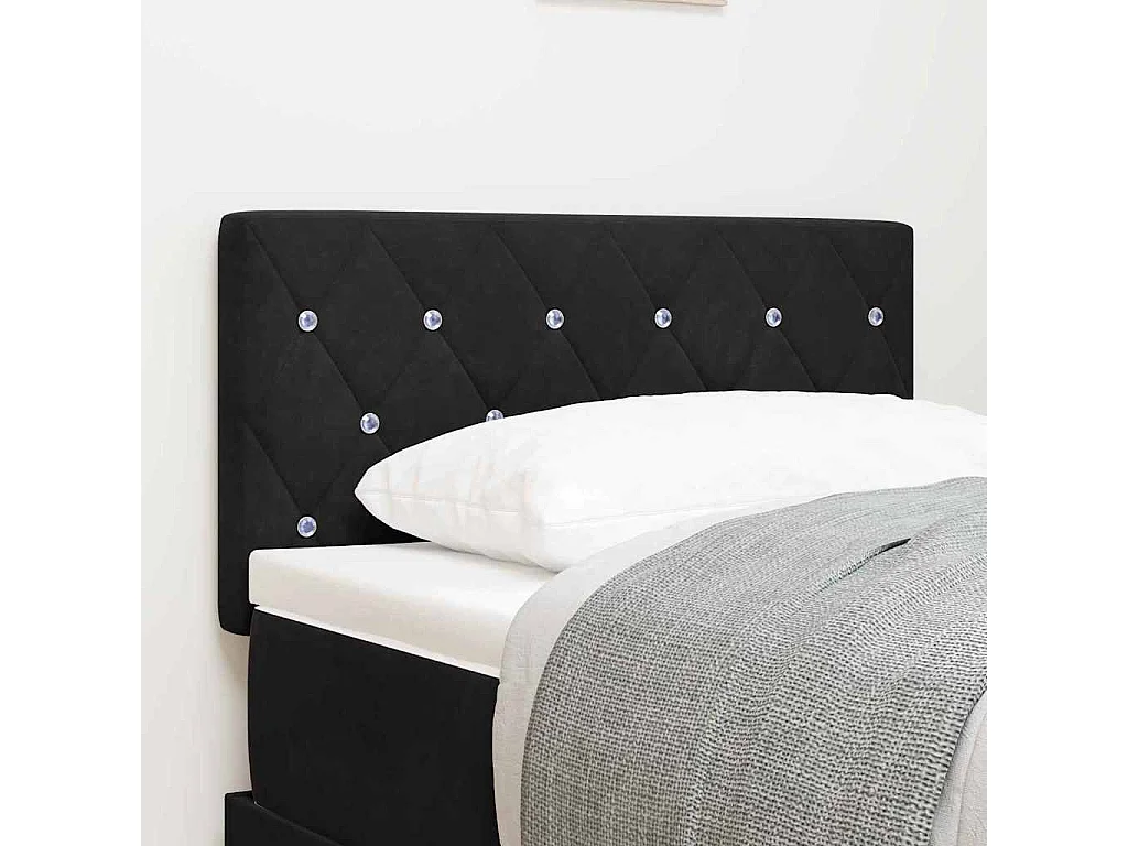 Tête de Lit | Panneau de tête pour lit Moderne en Velours Argyle Manuel Noir 80 cm Velours