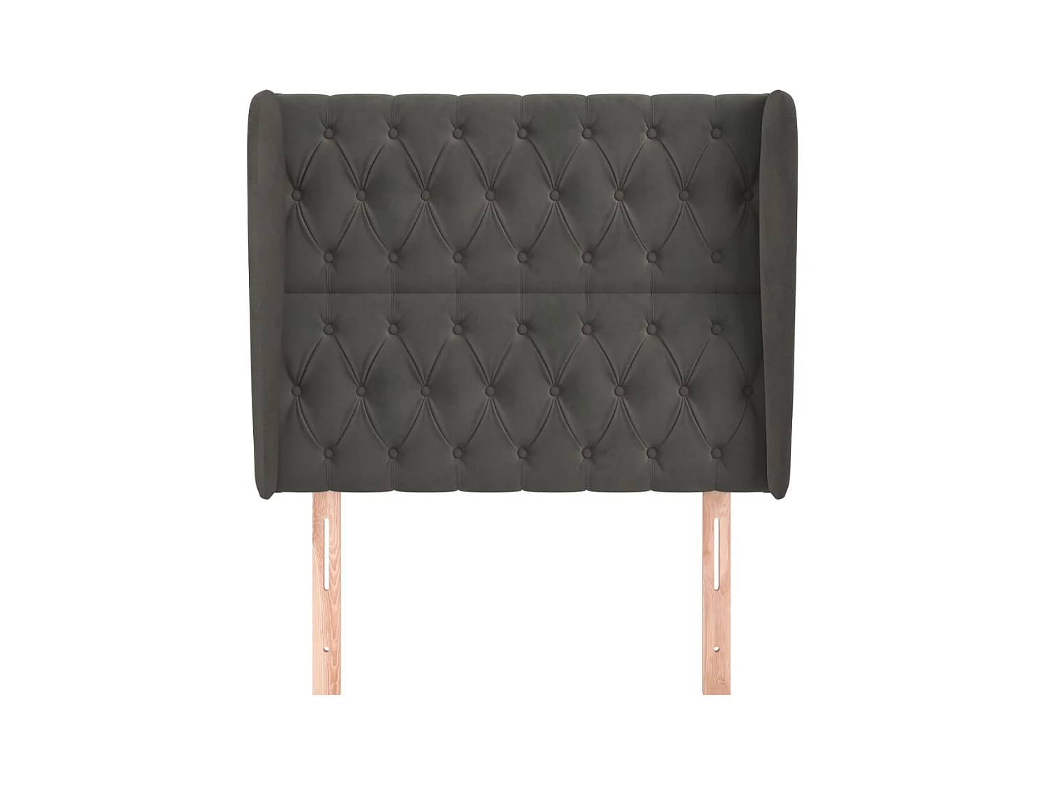 Cabecero | Cabezal de Cama | Mueble cabecero con orejas de terciopelo gris oscuro 93x23x118/128 cm