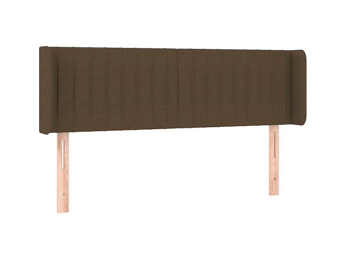 Mueble cabecero | Cabezal de cama | Cabecero con LED de tela marrón oscuro 147x16x78/88 cm