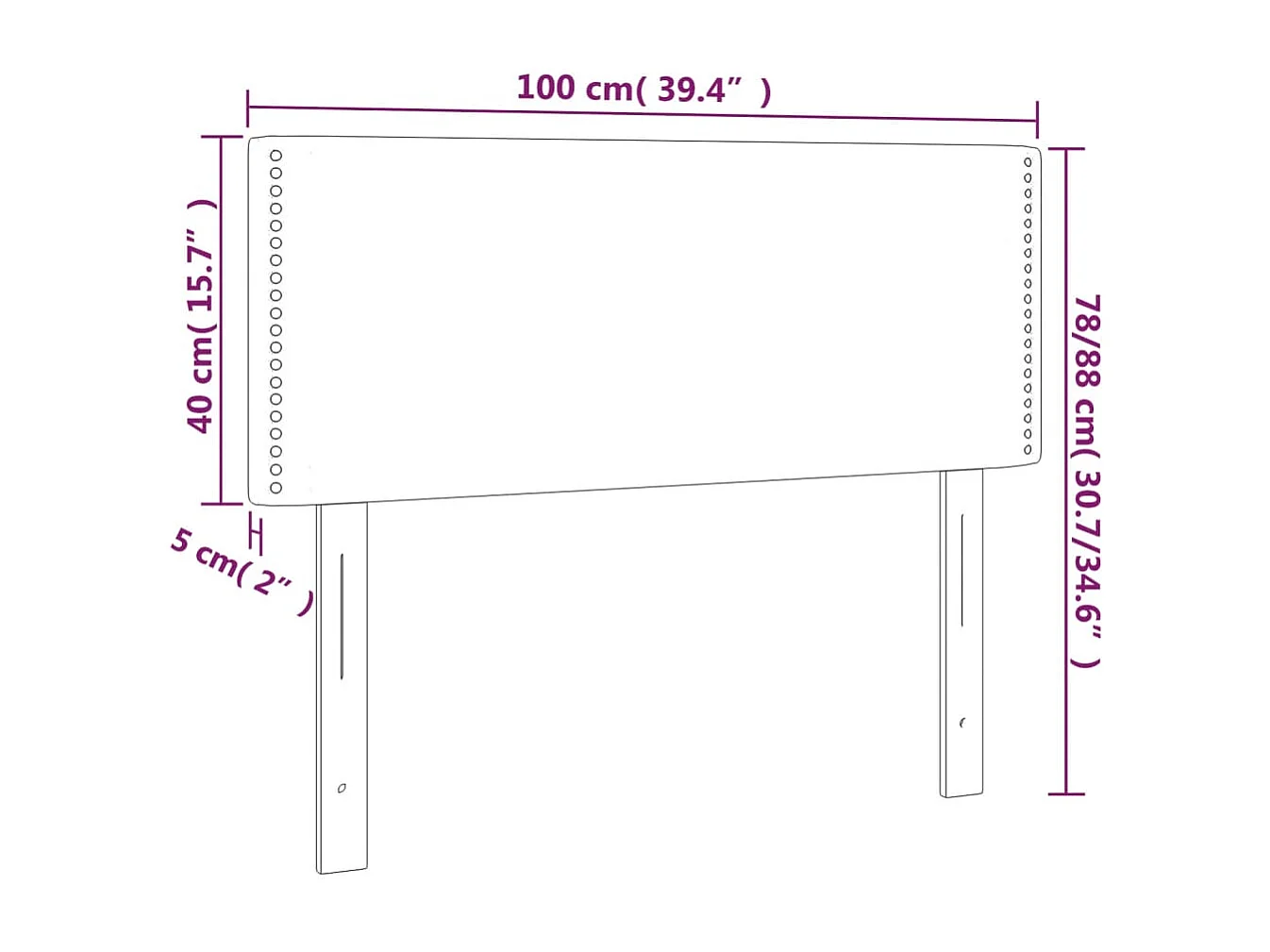 Mueble cabecero | Cabezal de cama | Cabecero de tela gris claro 100x5x78/88 cm