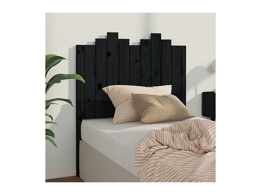 Cabecero de Cama | Cabezal de cama | Mueble de cabecero madera maciza de pino negro 96x4x110 cm