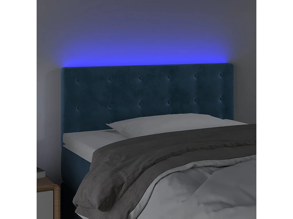 Tête de Lit | Panneau de tête pour lit Moderne à LED Bleu foncé 90x5x78/88 cm Velours