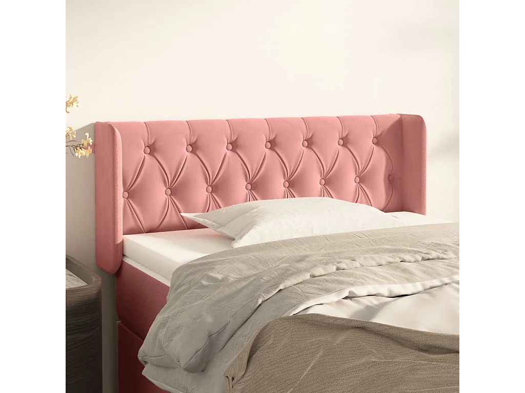 Tête de Lit | Panneau de tête pour lit Moderne avec oreilles Rose 103x16x78/88 cm Velours