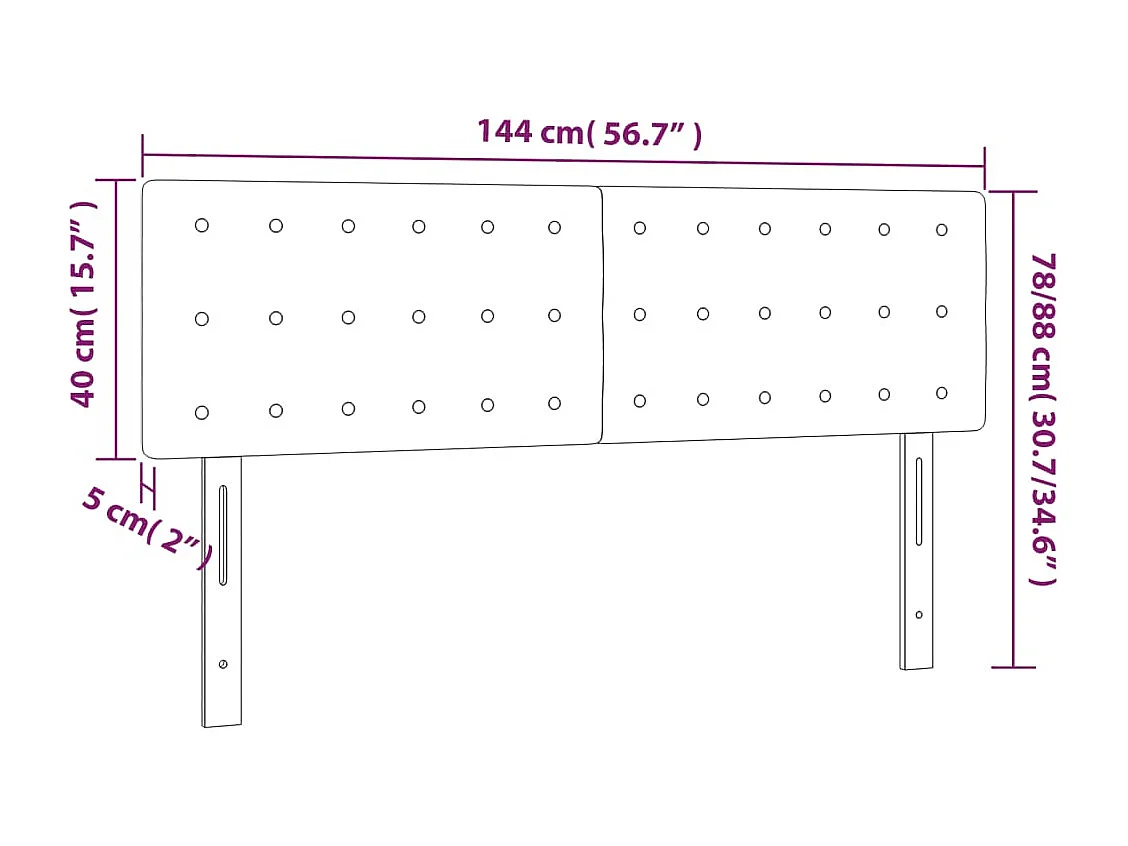 Hoofdbord | Hoofdeinde LED 144x5x78/88 cm fluweel zwart