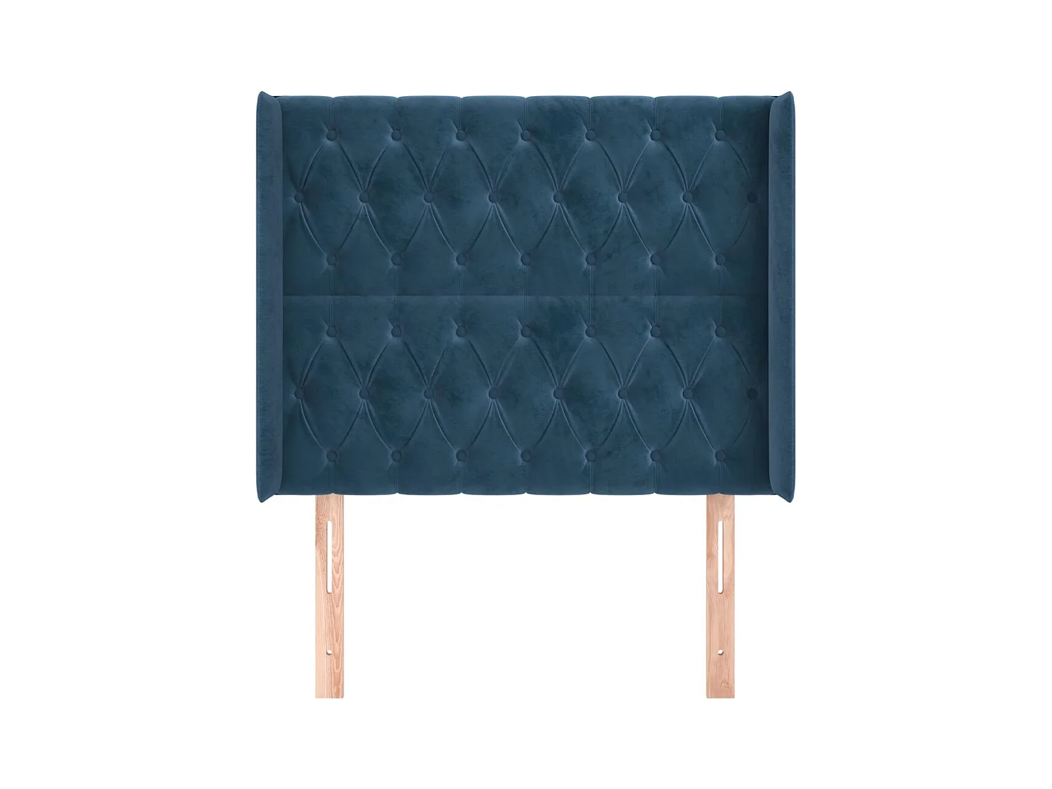 Cabecero | Cabezal de Cama | Mueble cabecero con orejas de terciopelo azul oscuro 93x16x118/128 cm