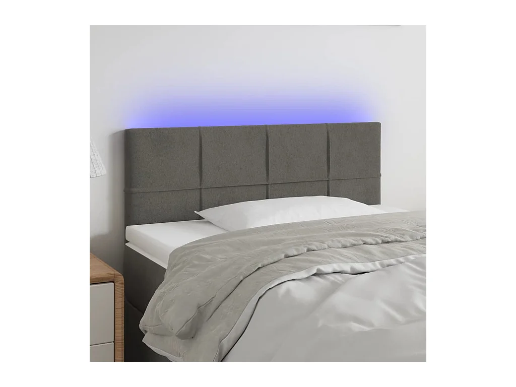 Cabecero | Cabezal de Cama | Mueble cabecero con LED de terciopelo gris oscuro 80x5x78/88 cm