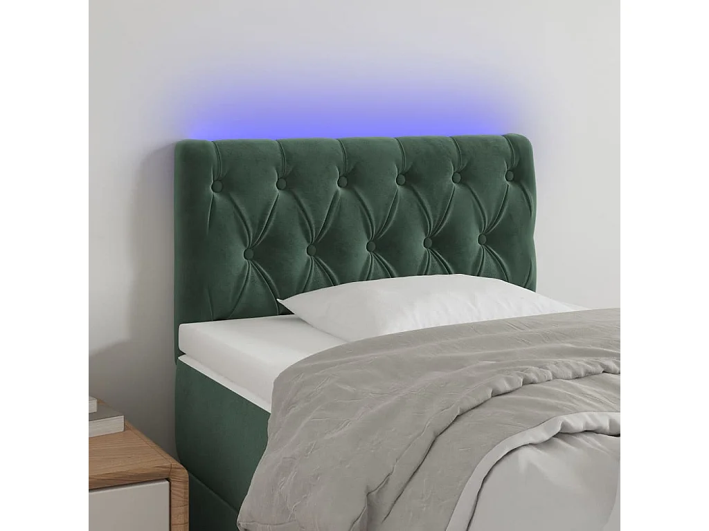 Hoofdbord | Hoofdeinde LED 80x7x78/88 cm fluweel donkergroen