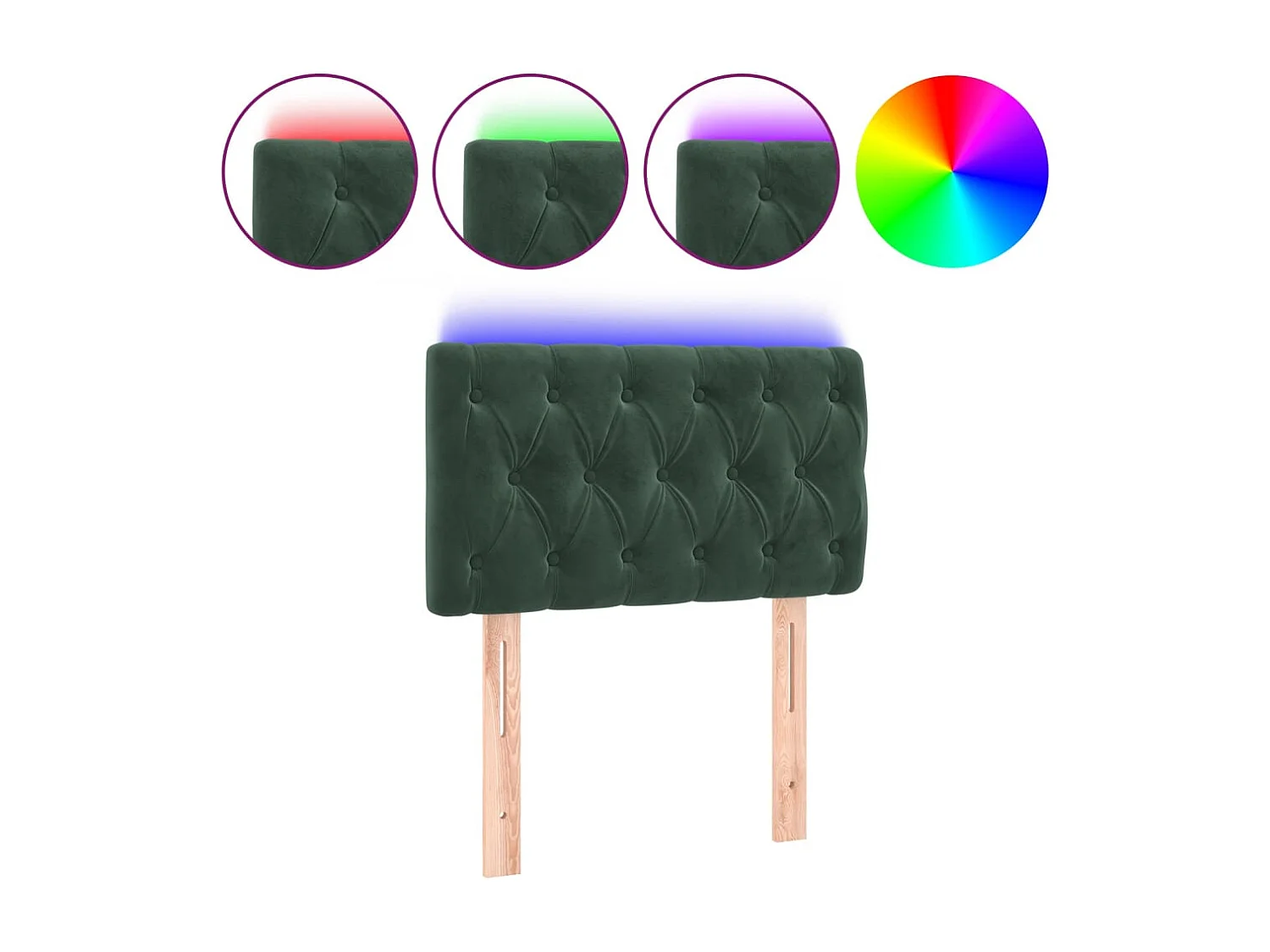 Hoofdbord | Hoofdeinde LED 80x7x78/88 cm fluweel donkergroen
