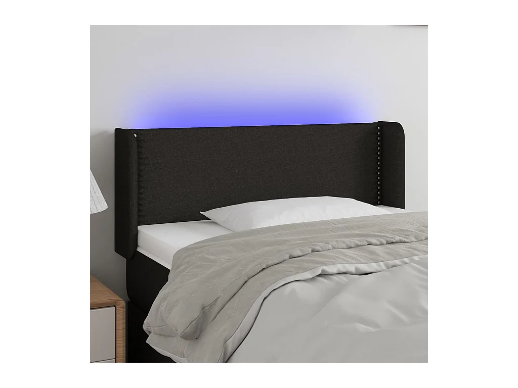 Tête de Lit | Panneau de tête pour lit Moderne à LED Noir 103x16x78/88 cm Tissu
