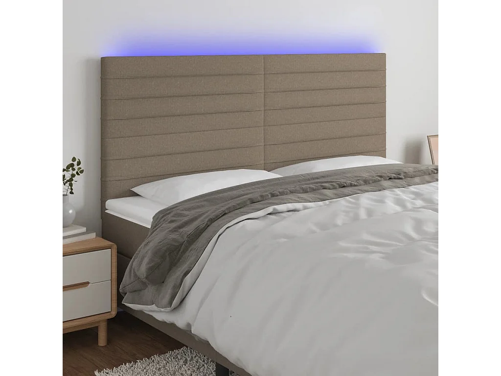 Tête de Lit | Panneau de tête pour lit Moderne à LED Taupe 180x5x118/128 cm Tissu