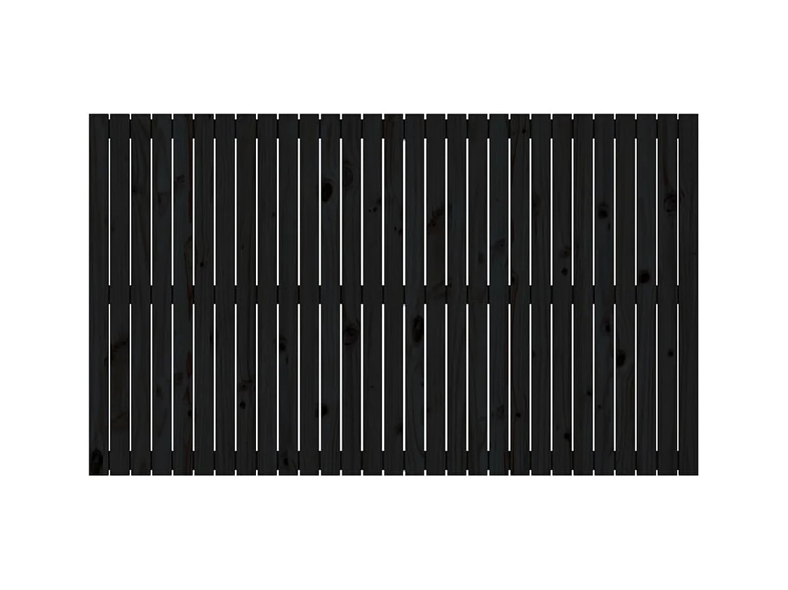 Cabecero de Cama | Cabezal de cama | Mueble de cabecero pared madera maciza pino negro 185x3x110 cm