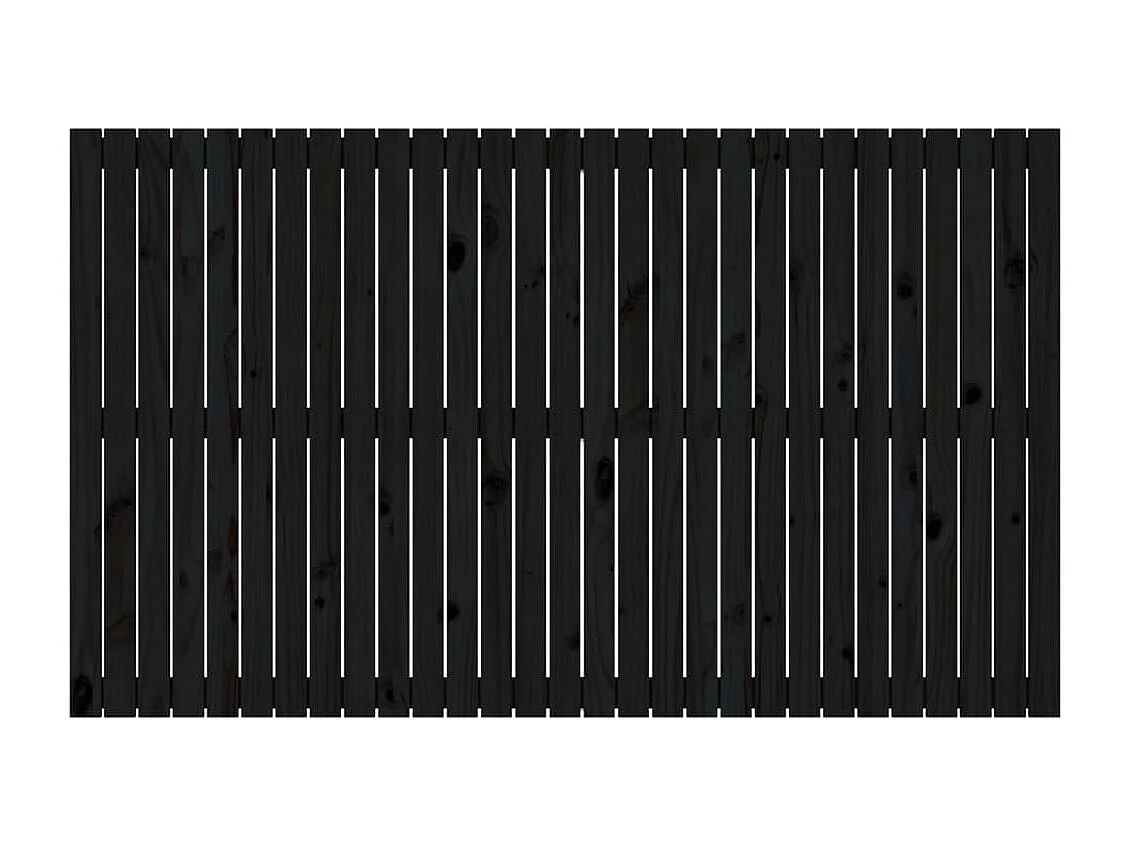 Cabecero de Cama | Cabezal de cama | Mueble de cabecero pared madera maciza pino negro 185x3x110 cm