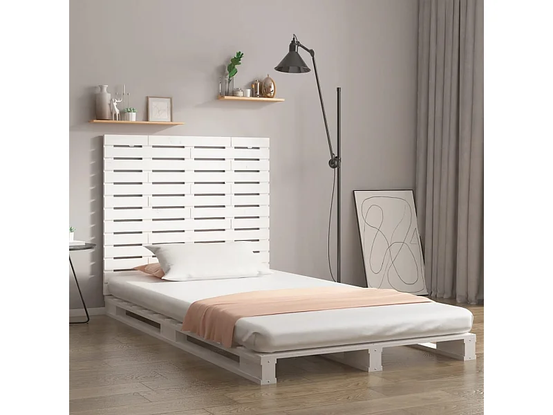 Tête de lit murale | Panneau de tête pour lit Moderne  Blanc 146x3x91,5 cm Bois massif de pin