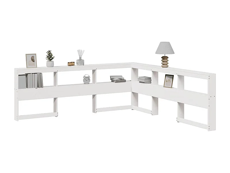 Tête de Lit | Panneau de tête pour lit Moderne de bibliothèque en forme de L bois massif de pin