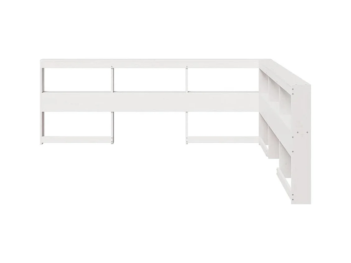 Mueble cabecero | Cabecero | Cabezal de cama librería en forma de L madera maciza pino blanco 200cm
