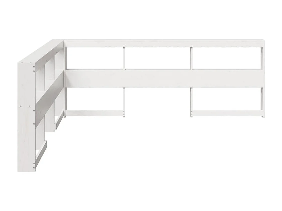 Mueble cabecero | Cabecero | Cabezal de cama librería en forma de L madera maciza pino blanco 200cm