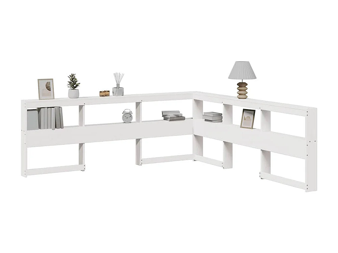 Tête de Lit | Panneau de tête pour lit Moderne de bibliothèque en forme de L bois massif de pin