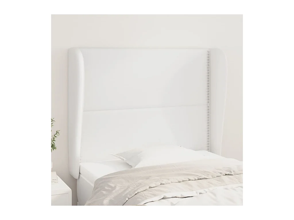Tête de Lit | Panneau de tête pour lit Moderne avec oreilles Blanc 93x23x118/128 cm Similicuir