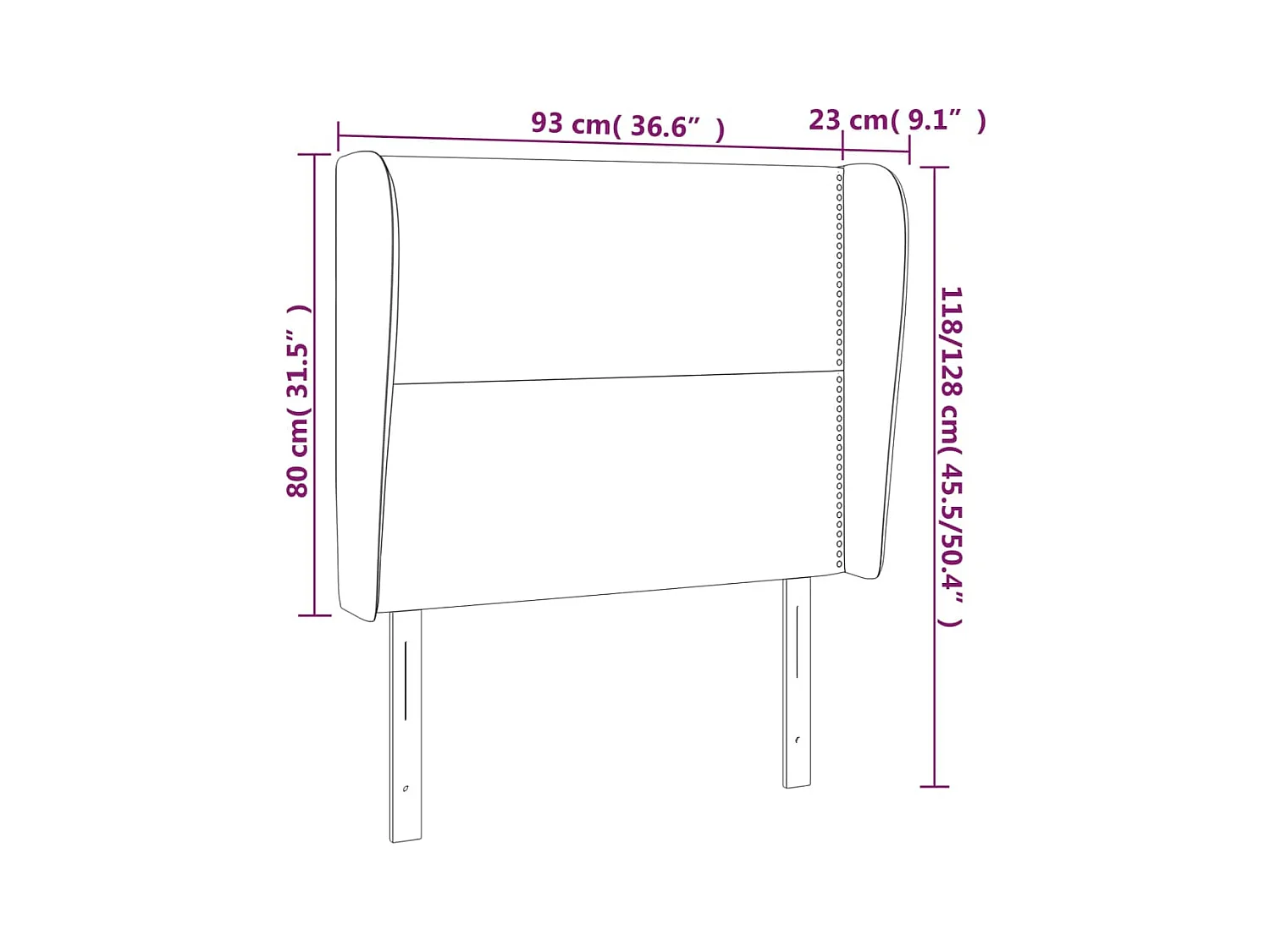 Tête de Lit | Panneau de tête pour lit Moderne avec oreilles Blanc 93x23x118/128 cm Similicuir