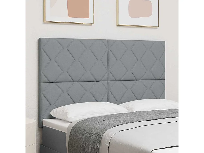 Tête de Lit | Panneau de tête pour lit Moderne en Tissu Geometric Manuel Gris clair 140 cm tissu