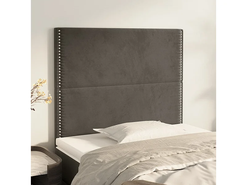 Cabeceros | Cabezal de cama | Mueble de cabecero 2 unidades de terciopelo gris oscuro 100x5x78/88 cm
