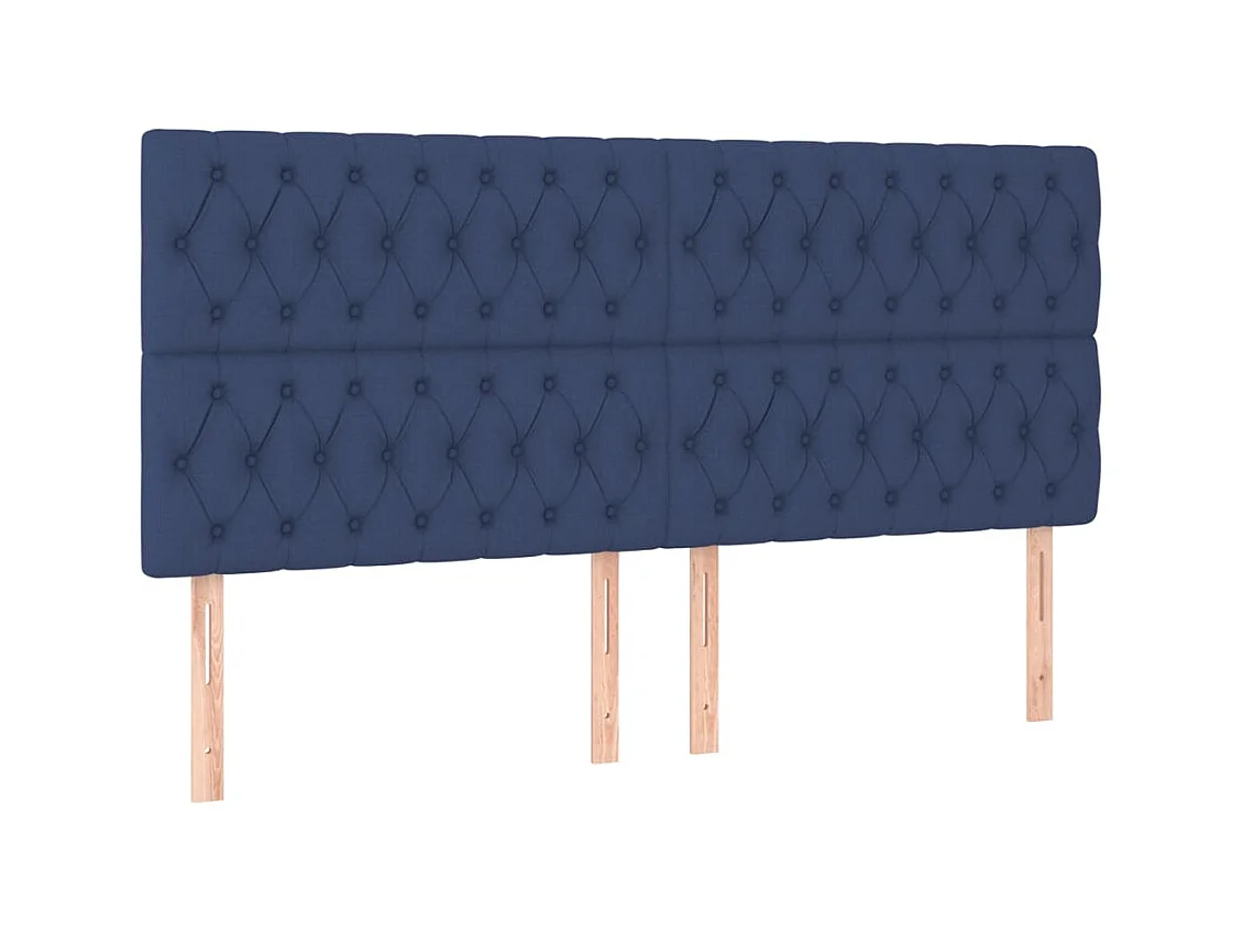 Cabeceros | Cabezal de cama | Mueble de cabecero 4 unidades tela azul 100x7x78/88 cm