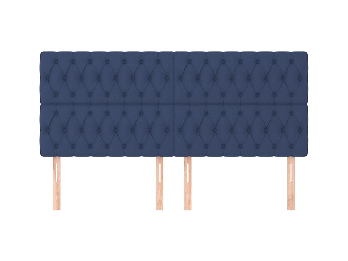 Cabeceros | Cabezal de cama | Mueble de cabecero 4 unidades tela azul 100x7x78/88 cm