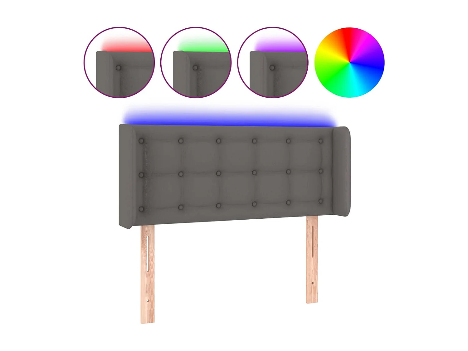 Hoofdbord | Hoofdeinde LED 83x16x78/88 cm kunstleer grijs