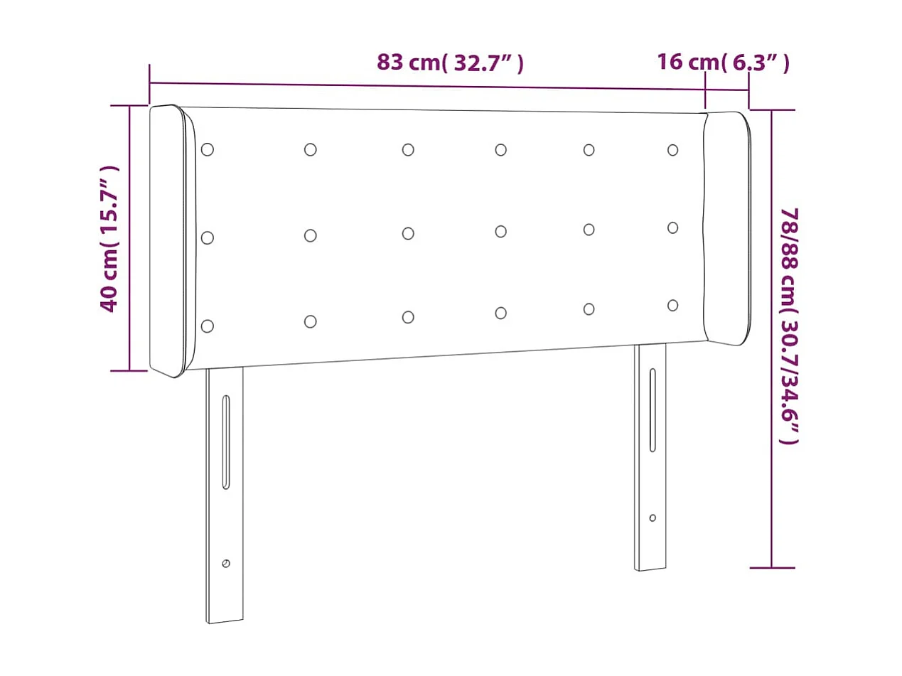 Hoofdbord | Hoofdeinde LED 83x16x78/88 cm kunstleer grijs