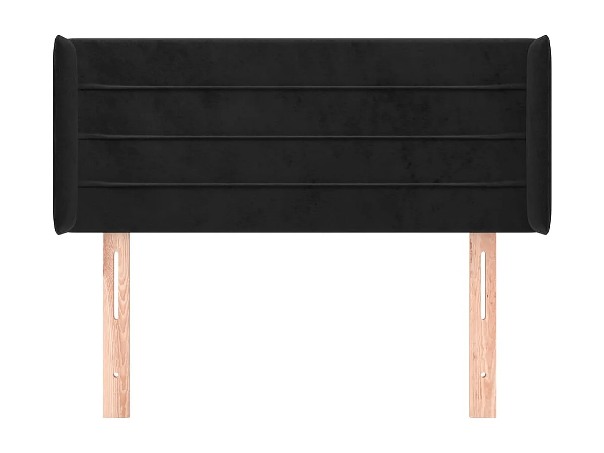 Tête de Lit | Panneau de tête pour lit Moderne avec oreilles Noir 103x16x78/88 cm Velours
