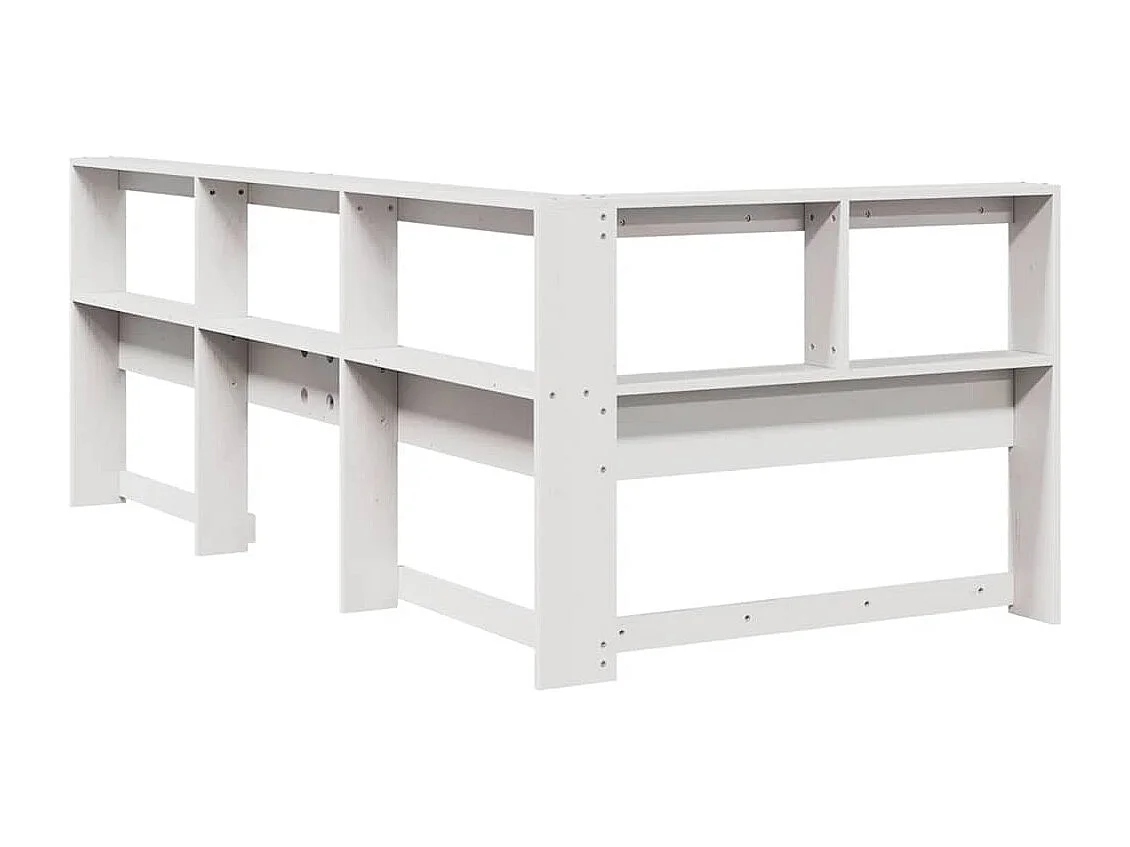 Mueble cabecero | Cabecero | Cabezal de cama librería en forma L madera maciza pino blanco 75 cm