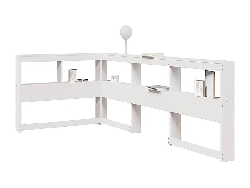 Mueble cabecero | Cabecero | Cabezal de cama librería en forma L madera maciza pino blanco 75 cm