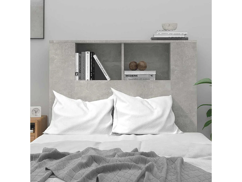 Tête de Lit avec rangement | Armoire de tête de lit Gris béton 100x18,5x102,5 cm
