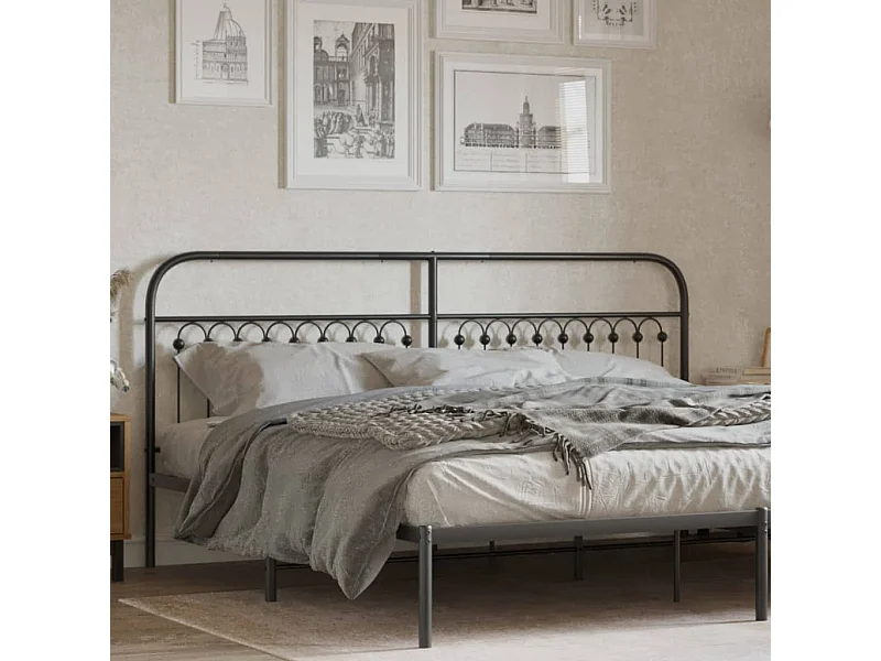 Tête de Lit | Panneau de tête pour lit Moderne métal noir 193 cm