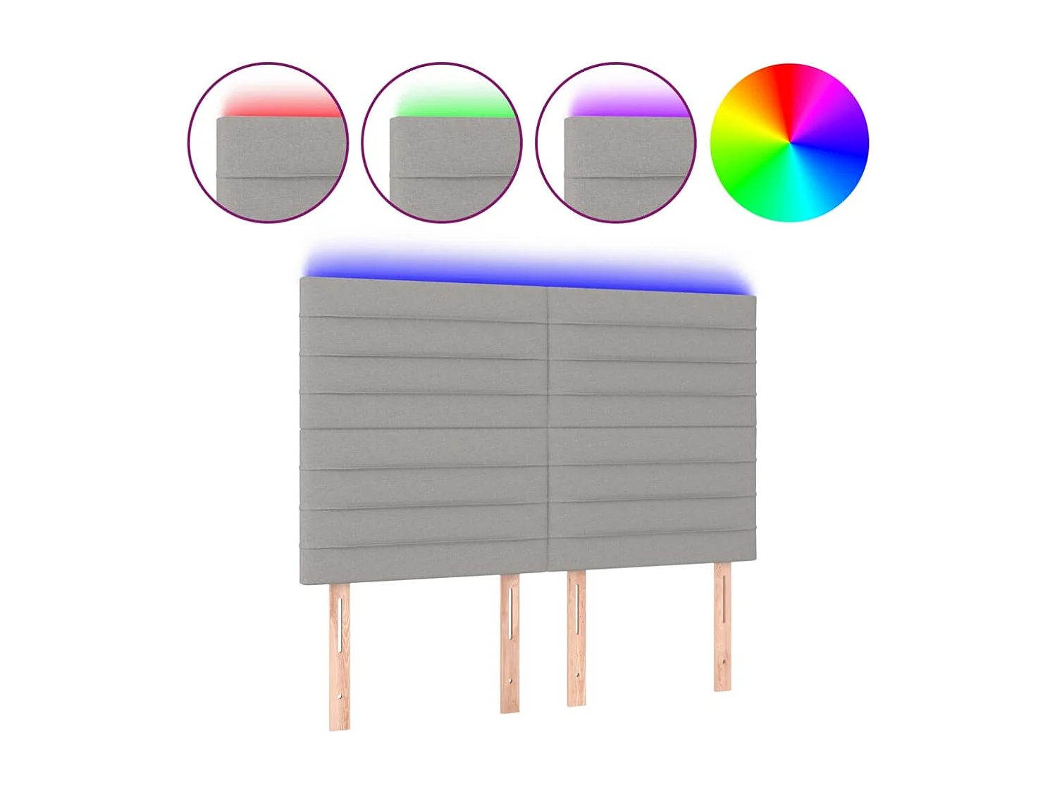 Hoofdbord | Hoofdeinde LED 144x5x118/128 cm stof lichtgrijs
