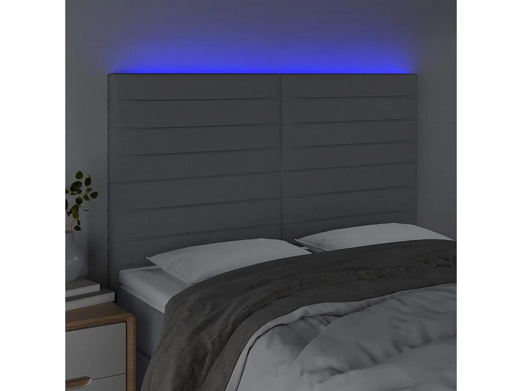 Hoofdbord | Hoofdeinde LED 144x5x118/128 cm stof lichtgrijs
