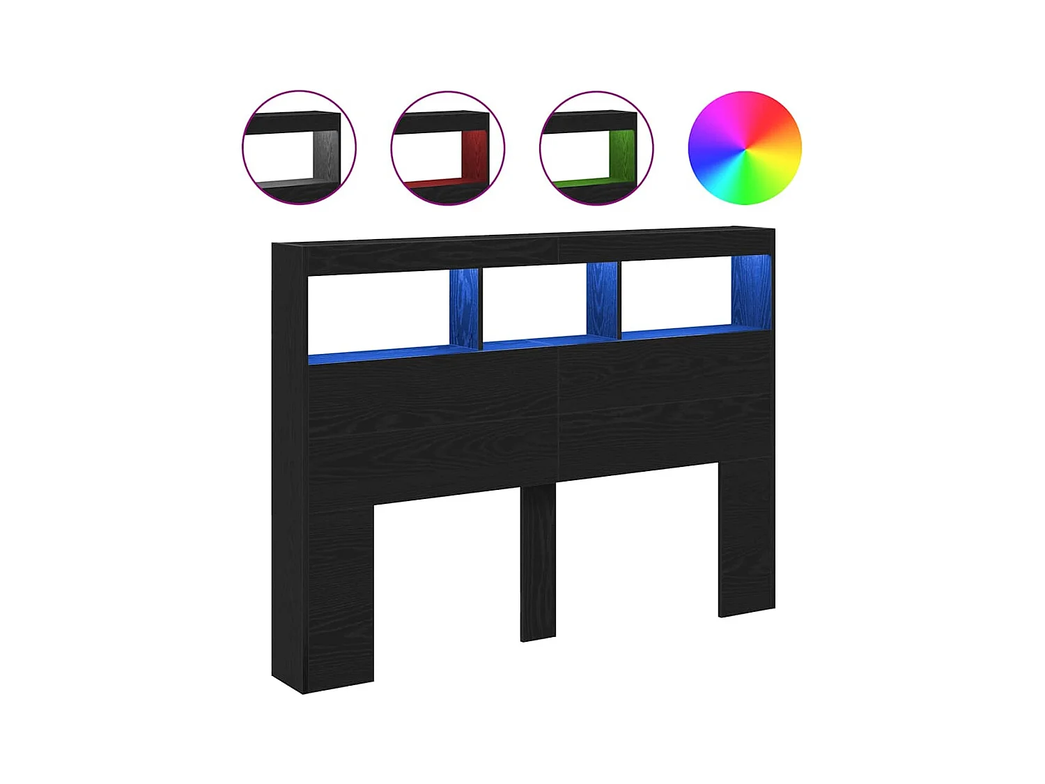 Cabecero de Cama | Cabezal de cama | Mueble de cabecero con LED roble negro 140x17x102 cm