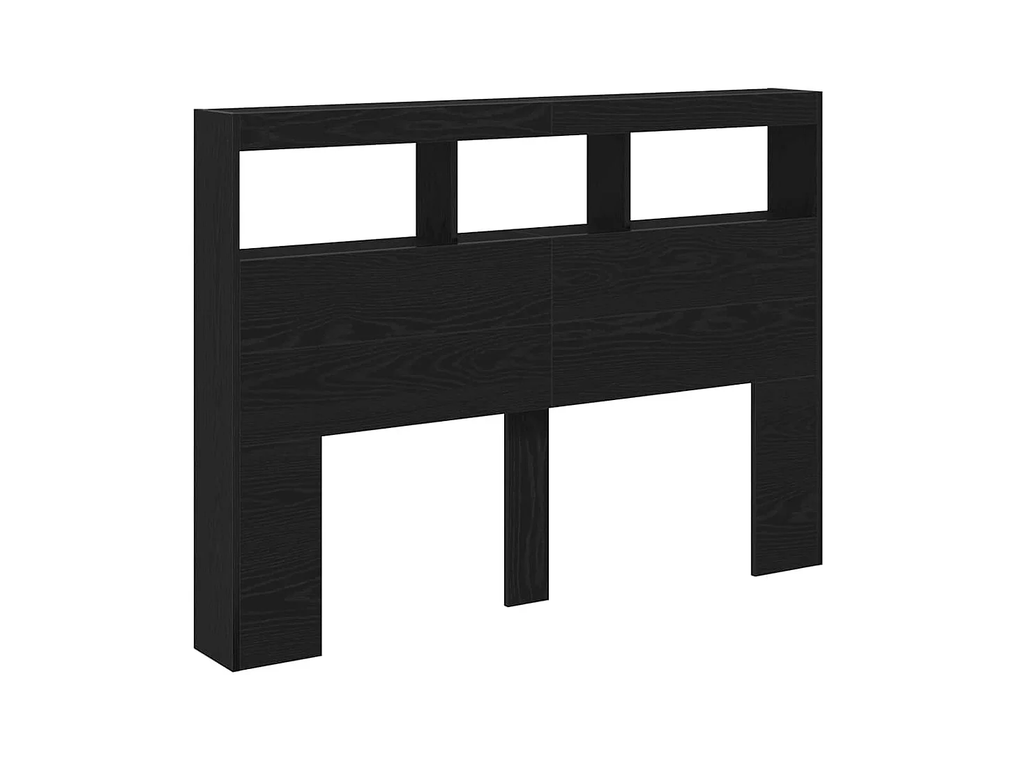 Cabecero de Cama | Cabezal de cama | Mueble de cabecero con LED roble negro 140x17x102 cm