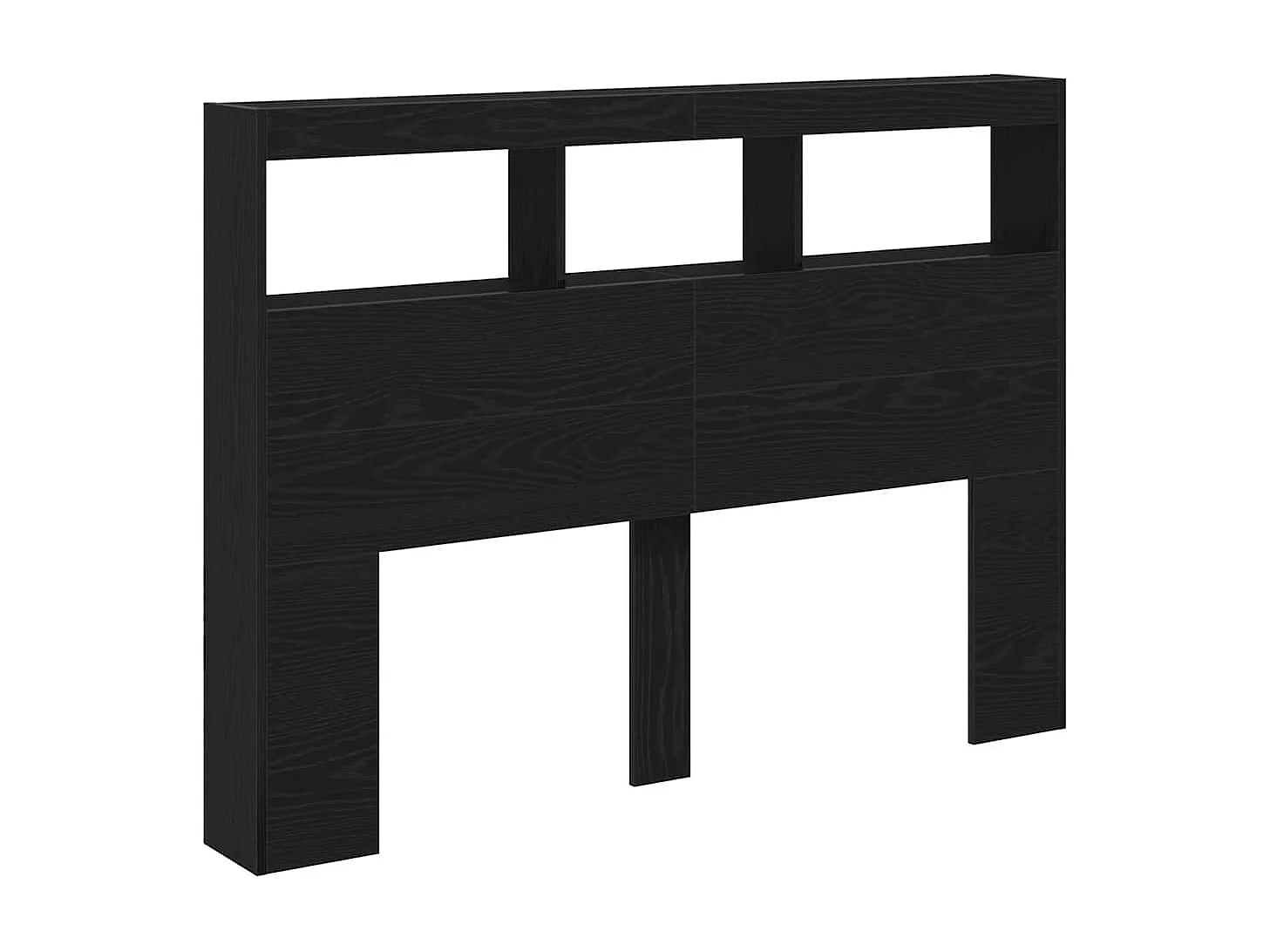 Tête de Lit avec rangement | Armoire de tête de lit avec LED chêne noir 140x17x102 cm