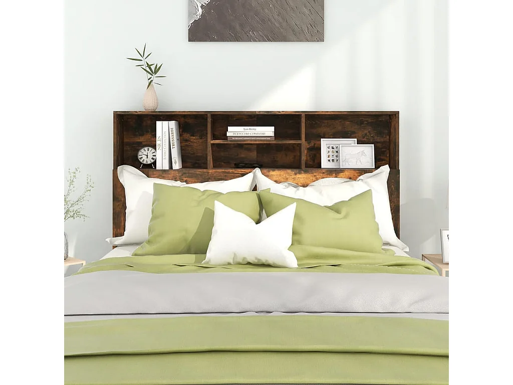 Cabecero de Cama | Cabezal de Cama | Mueble cabecero color roble ahumado 140x19x103,5 cm